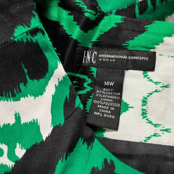 INC International Concepts Women's Green Black Dress - Size 14W - Picture 5 of 5